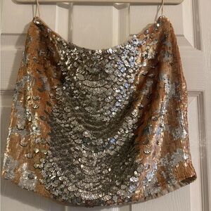 Haute Hippie Elegant Cream sequence Skirt